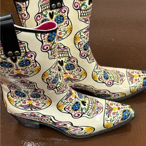 Blazin Roxx Sugar Skull Pointed Toe Colorful Rain Boots